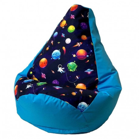 Sako bag pouffe pear print blue planets L 105 x 80 cm