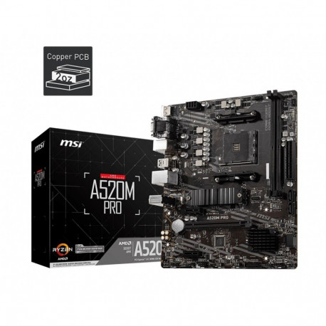 MSI emaplaat A520M PRO AM4 2DDR4 DP/VGA/HDMI USB3.2 mATX
