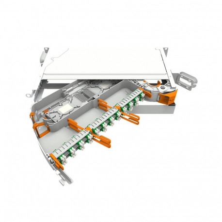 MFPS Fiber Optic panel, 19 inch, 1RU, 48 fibers/HU, splice/patch, SMOUV/right, 48 LC/APC, grade C