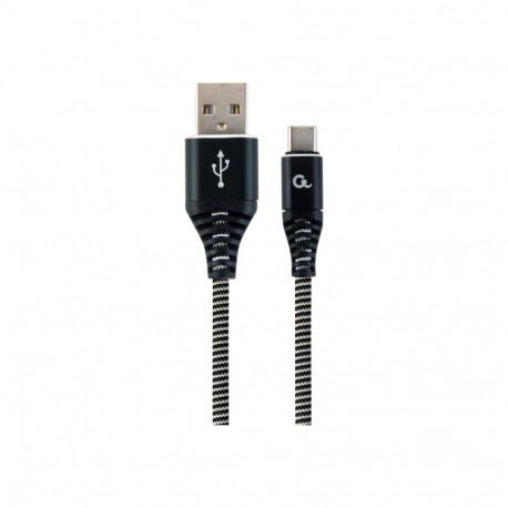 Cablexpert premium puuvillast punutud Type-C USB laadimis- ja andmekaabel, 1 m CC-USB2B-AMCM-1M-BW