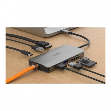 D-Link | 8-in-1 USB-C Hub with HDMI/Ethernet/Card Reader/Power Delivery | DUB-M810 | USB hub | USB T