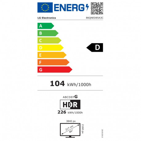 TV Set|LG|86"|4K/Smart|3840x2160|Wireless LAN|Bluetooth|webOS|Black|86QNED85A3C