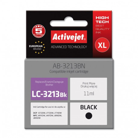 Activejet AB-3213BN tindikassett (asendus Brother LC3213BK; Supreme; 11 ml; must)