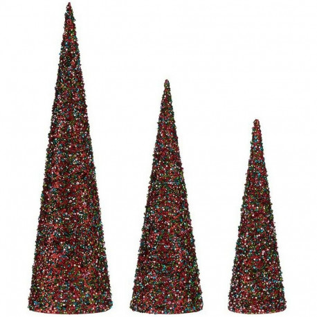 Christmas bauble Krist+ Blue Fuchsia Sequins Christmas 16,5 x 60 x 16,5 cm Cones 3 Pieces