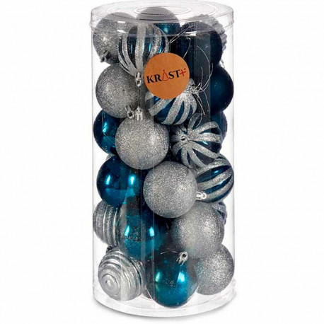 Jõulukuulide komplekt Sinine Hõbedane Plastmass Ø 6 cm (6 Ühikut)