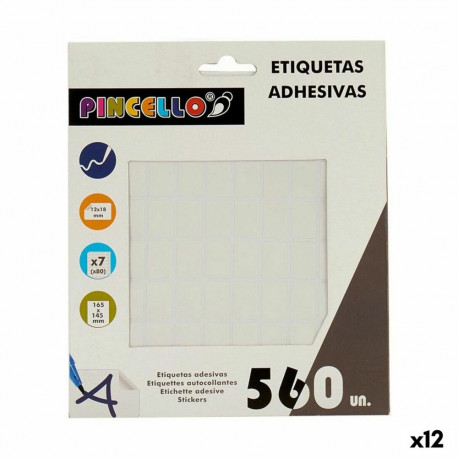 Adhesive labels Pincello White 17 x 4 x 19 cm 12 x 18 mm Rectangular (12 Units)