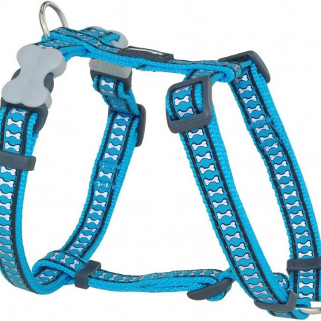 Dog Harness Red Dingo Reflective Bone Turquoise