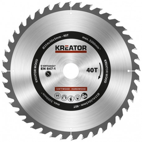 Saeketas puidule 254x30x3,0mm, 40 hammast Kreator