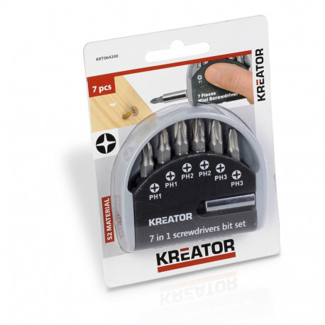 Kreator kruvikeeraja otsikute komplekt KRT064200, 7 tk, magnetiline otsikute hoidja
