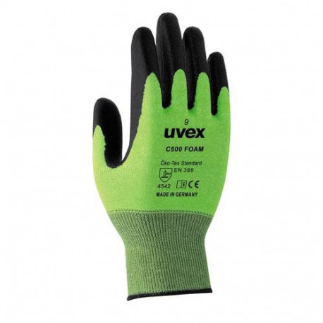 Safety gloves Uvex C500 foam, cut level 5, green, size 9