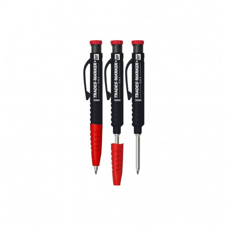 Markal Trades Marker+ Dry 2in1 – dual-function graphite and deep hole marker, refillable 2.8mm leads