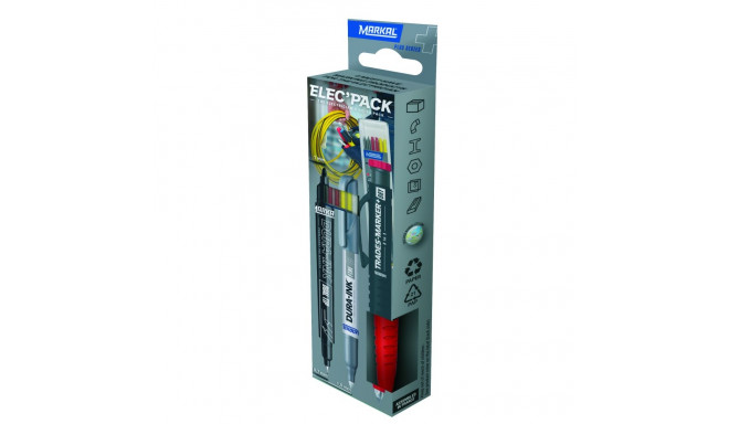 Markal komplekt elektrikutele – marking pencil and 2 paint markers, fine tip, industrial-grade durab