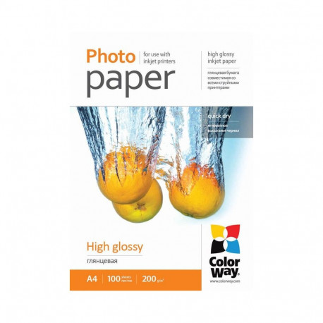 Fotopaber ColorWay A4, 200 g/m², 100 lehte, Läikiv