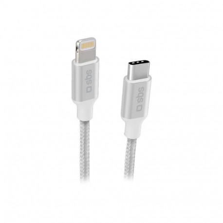 Cable SBS Braided USB-C/Lightning 1m Silver