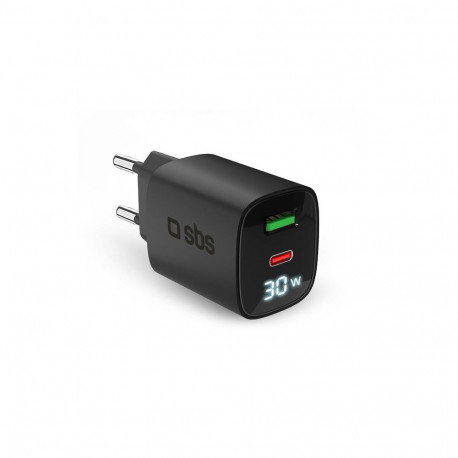 Charger SBS GaN 30W, USB-C, LCD, Black