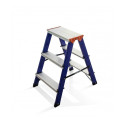 Edma folding aluminum ladder – 3 steps per side, slip-resistant feet, lightweight 2.7 kg, 0.65 m pla