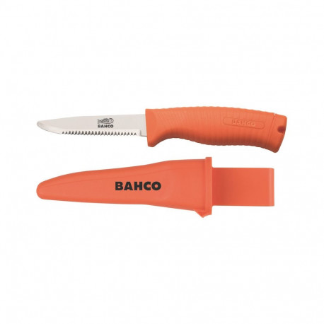 Bahco 1446-FLOAT floating rescue knife – serrated blade, blunt tip, fluorescent handle, corrosion-re