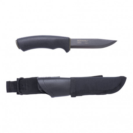 Morakniv Bushcraft Expert Blackblade Knife – 3.2mm Carbon Steel Blade, MOLLE Sheath, Black
