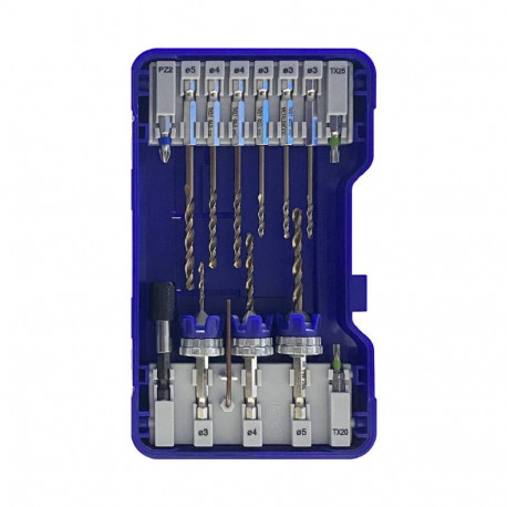 Tivoly Combined Drill & Countersink Set – 13-Piece, 2-in-1 HSS Ø3–5 mm, Quick-Change Shank, Adjustab