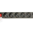 Listwa zasilająca rack (PDU), 8 gniazd typ Schuko, 1U, 16A, wtyk Schuko 3m