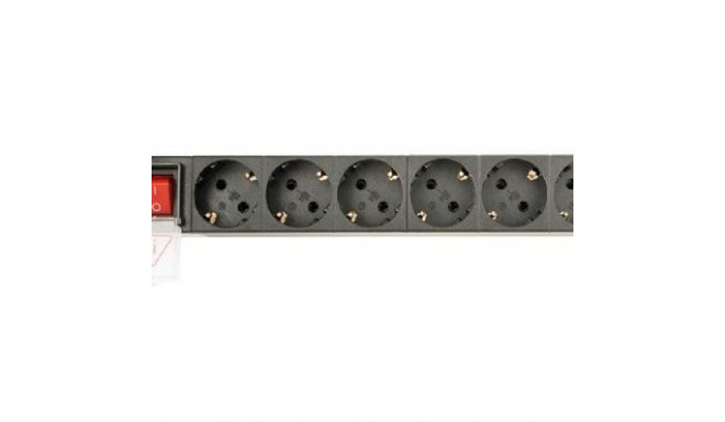 Listwa zasilająca rack (PDU), 8 gniazd typ Schuko, 1U, 16A, wtyk Schuko 3m