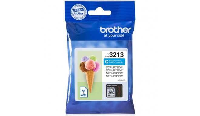 BROTHER LC3213C HIGH YIELD CYAN INK CARTRIDGE - 400 PAGES