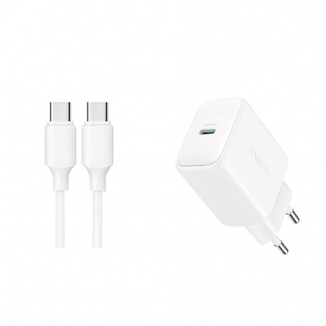 Joyroom JR-TCF20 USB-C PD 20W network charger - white + USB-C / USB-C cable 1m