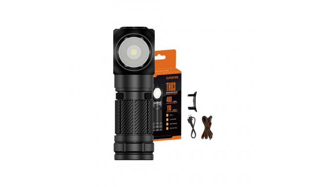 Superfire TH03 multi-function flashlight, 460 lm, USB-C, 5 modes