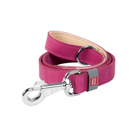 WAUDOG natural leather dog leash 25 mm wide, 122 cm long pink