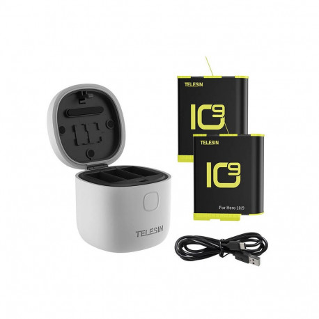 Allin box Telesin waterproof three-channel charger + 2 batteries for GoPro Hero 12 / Hero 11 / Hero 