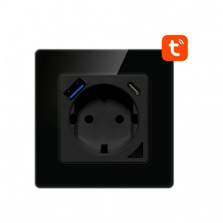 Smart WiFi Wall Socket Avatto N-WOT10-USB-B TUYA USB USB-C (black)