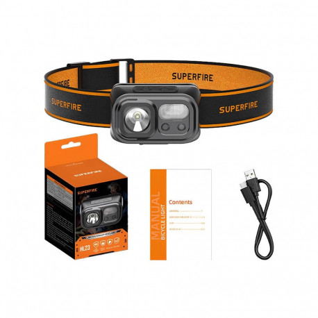 Superfire HL23 headlamp flashlight, 220 lm, USB-C, powerbank