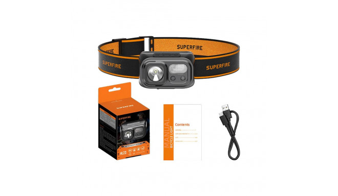 Superfire HL23 headlamp flashlight, 220 lm, USB-C, powerbank