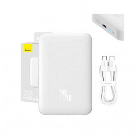 Powerbank Baseus Magnetic, 10000mAh, USB-C 20W, MagSafe (white)