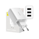 Baseus Compact Quick Charger, 3x USB, 17W (White)