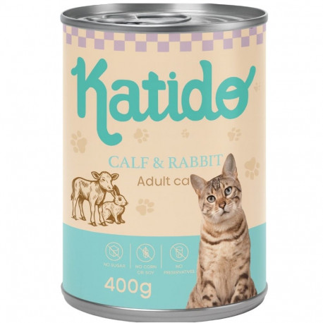 KATIDO märg kassitoit vasika ja küülikuga 400g