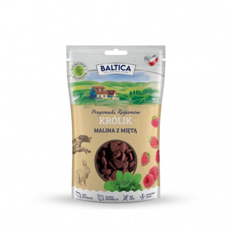 BALTICA Przysmaki regionów Rabbit with raspberry and mint - dog treat - 100g