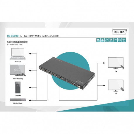 Digitus 4x2 HDMI maatriklüliti 4K/60Hz DS-55509