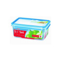 Emsa CLIP & CLOSE food storage container set, 5 pieces (transparent/blue, 4 rectangular, 1 round con