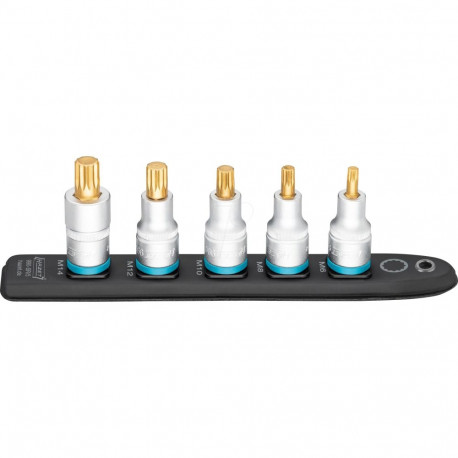 SmartRail 1/2" Steckschlüsseleinsatz-Satz Innenvielzahn, 5-teilig (schwarz, M6 - M14, kurz)