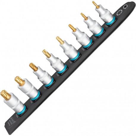 SmartRail 1/2" Steckschlüsseleinsatz-Satz Sechsrund, 8-teilig (schwarz, T20 - T60, kurz)