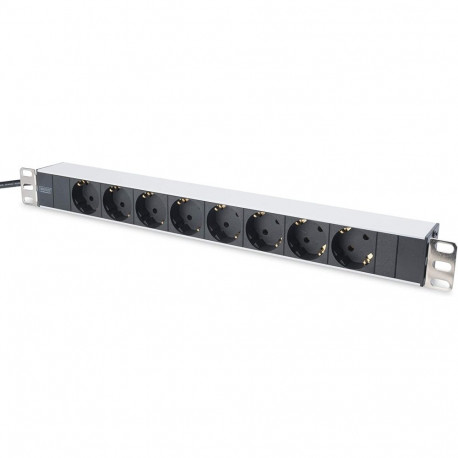 Alu-Line pistikuriba 10" 4-pesaline 1HE 2Meter, must/hõbe
