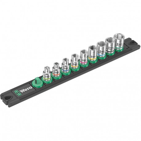 Nuss-Magnetleiste A 4 Zyklop Steckschlüsseleinsatz-Satz 1/4" (schwarz/grün, 9‑teilig)