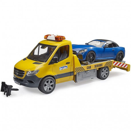 Bruder MB Sprinter car transporter with light & sound module, model vehicle (orange/blue, incl. Road