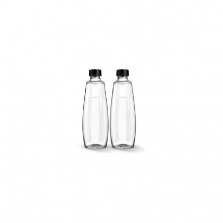 SodaStream glass bottle DUO, 1 liter, pack of 2, jug (transparent/black, for DUO bubbler)