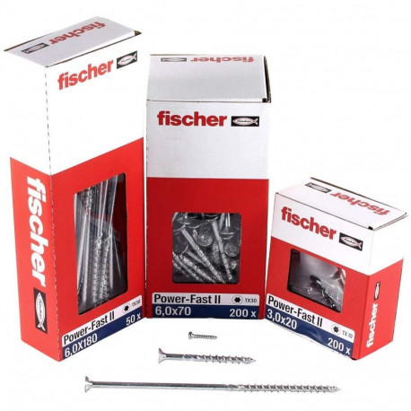 fischer chipboard screw Power-Fast II 6.0x200 countersunk (50 pieces, partial thread, galvanized)