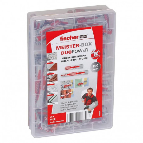 fischer master box DUOPOWER short / long, dowel (light grey/red, 150 pieces)