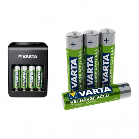 LCD Plug Charger+ (schwarz, Lädt AA, AAA, 9V und ein USB-Gerät)