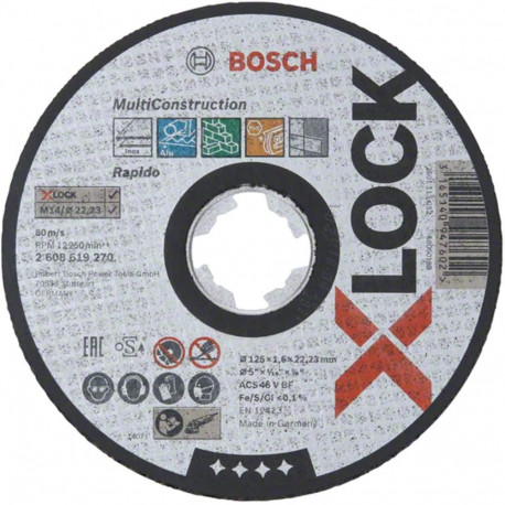 Bosch cutting disc X-LOCK Rapido Multi Material 125mm straight (125 x 1.6 x 22.23mm)