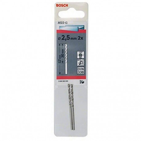 Bosch metal drill HSS-G, DIN 338, O 2.5mm (working length 30mm, 2 pieces)